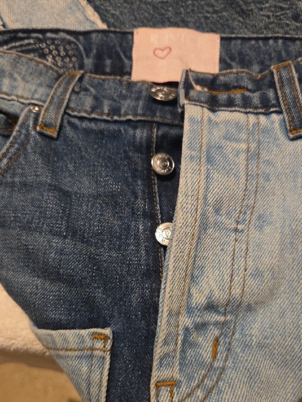 REVICE Patchwork Two-Tone Blue Jeans - Picture 3 of 8